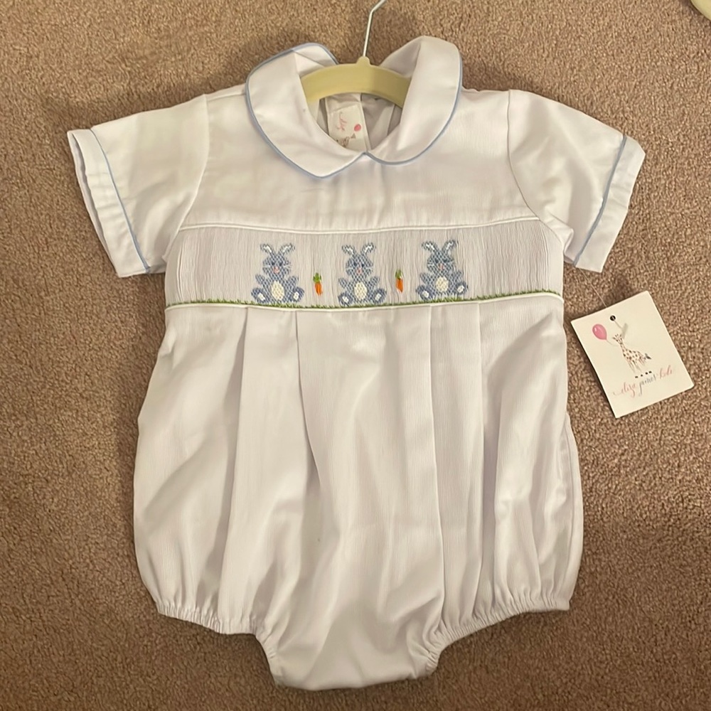 Eliza James smocked bunny bubble